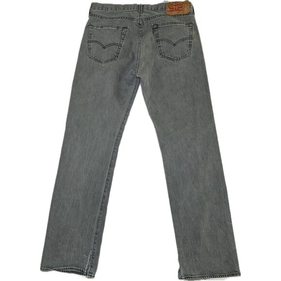 Levi's 501 Straight Leg Jeans Mens Size 34x30 Gray Denim Button Fly Distressed - Picture 3 of 8